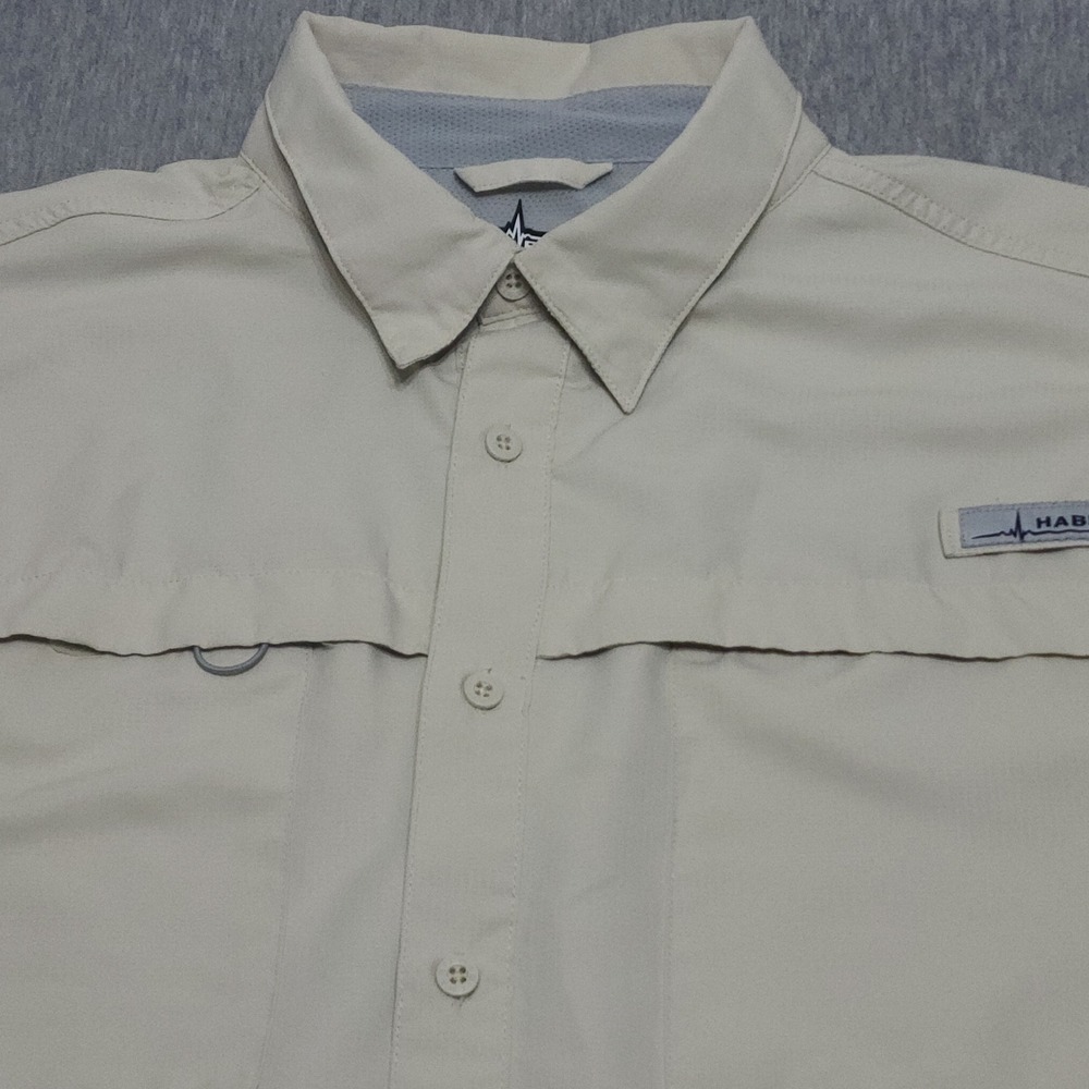 Habit Mens Bone White Solar Factor UPF 40 Short Sleeve Fishing Shirt 2XL TS10295